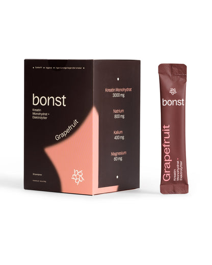 Bonst Kreatin + Elektrolytter Grapefrukt – eske og porsjonspose