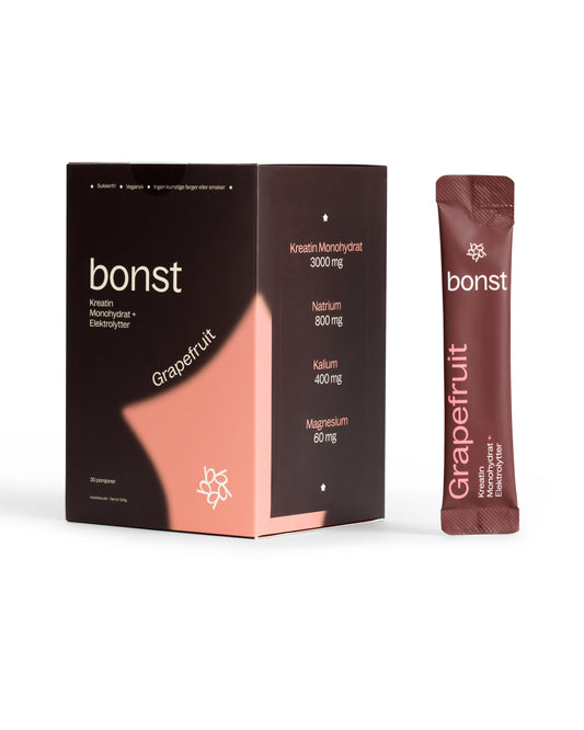 Bonst Kreatin + Elektrolytter Grapefrukt – eske og porsjonspose